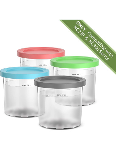 Recipientes Ninja Creami 16oz - Paquete de 4 Colores