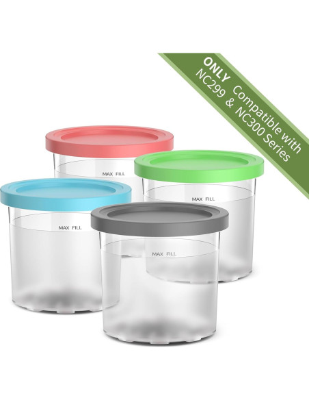 Recipientes Ninja Creami 16oz - Paquete de 4 Colores