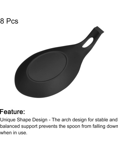 Soporte de Cuchara de Silicona uxcell 8 Piezas Negro