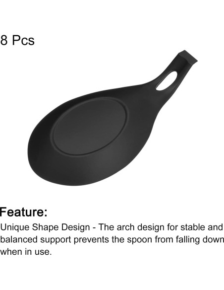 Soporte de Cuchara de Silicona uxcell 8 Piezas Negro