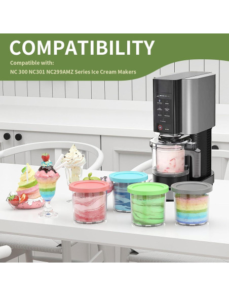 Recipientes Ninja Creami 16oz - Paquete de 4 Colores