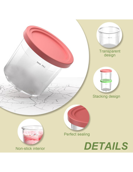 Recipientes Ninja Creami 16oz - Paquete de 4 Colores