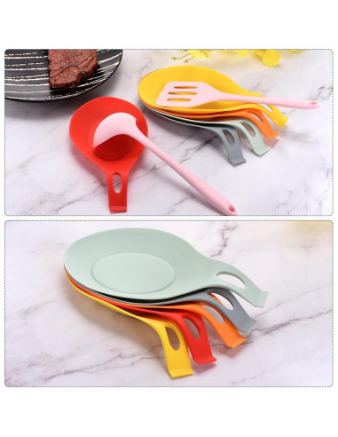 Soporte de Cuchara de Silicona uxcell 8 Piezas Negro