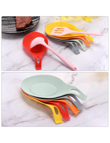 Soporte de Cuchara de Silicona uxcell 8 Piezas Negro