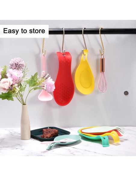 Soporte de Cuchara de Silicona uxcell 8 Piezas Negro