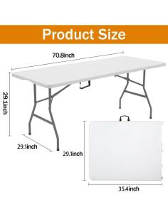 Mesa Plegable de Comedor ANJONG ANJ 1.83 m Blanca 149.68 kg 2