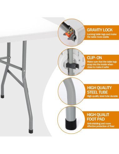 Mesa Plegable de Comedor ANJONG ANJ 1.83 m Blanca 149.68 kg