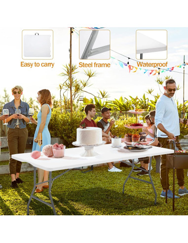 Mesa Plegable de Comedor ANJONG ANJ 1.83 m Blanca 149.68 kg