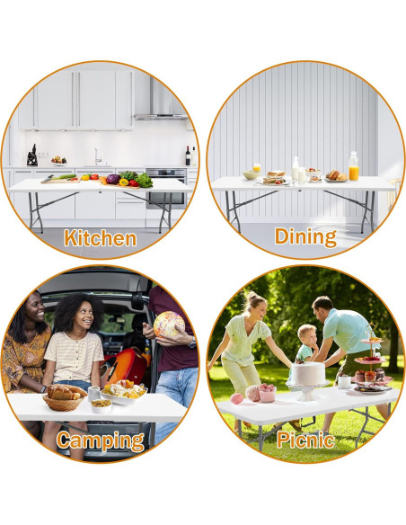 Mesa Plegable de Comedor ANJONG ANJ 1.83 m Blanca 149.68 kg