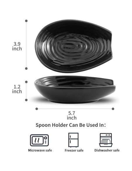 Soporte para cucharas Hasense cerámica negro 14.48x10.16 cm