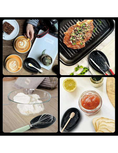 Soporte para cucharas Hasense cerámica negro 14.48x10.16 cm