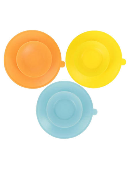 3 Ventosas de Silicona Antideslizantes para Vajilla - Amarillo, Azul, Naranja