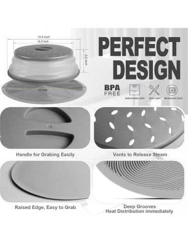 Tapete Microondas Aidacom 30 cm y Cubierta Alimentos Gris
