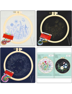 Kit de Punto de Cruz Caydo para Principiantes - 3 Patrones Florales 2