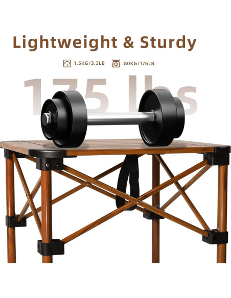 Mesa de Camping Plegable Peirhw Efecto Madera 40 cm