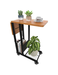 Mesa lateral plegable Simple Trending C negra con ruedas