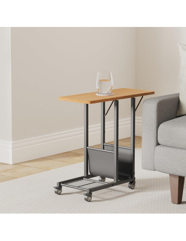 Mesa lateral plegable Simple Trending C negra con ruedas