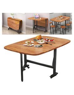 Mesa de Comedor Plegable Rukulin 119 cm con 6 Ruedas