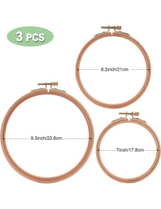 Conjunto de Aros de Bordado de Madera de Haya 3 Piezas 18-24 cm 2