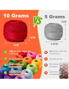 Set de 15 Bolas de Hilo de Algodón Mercerizado LE PAON Tamaño 8 2