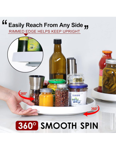 Juego de 4 organizadores Lazy Susan 25,4 cm antideslizantes