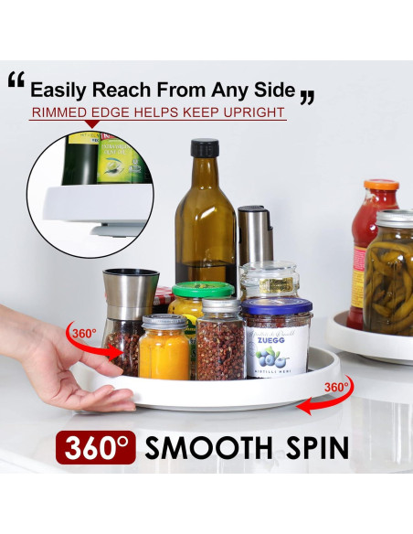 Juego de 4 organizadores Lazy Susan 25,4 cm antideslizantes