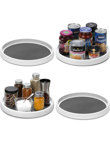Juego de 4 organizadores Lazy Susan 25,4 cm antideslizantes