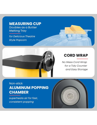 Hacedor de Palomitas Elite Gourmet 4 Cuartos Amarillo 1300W