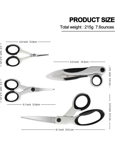 Juego de Tijeras de Costura SCAIKTIG 4 Piezas Acero Inoxidable