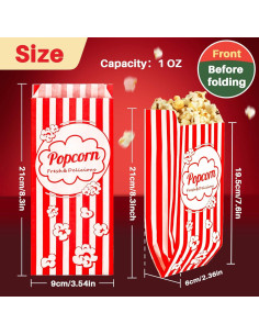 Bolsas de Palomitas Desechables MAQIHAN 500 Unidades 21x9 cm 2