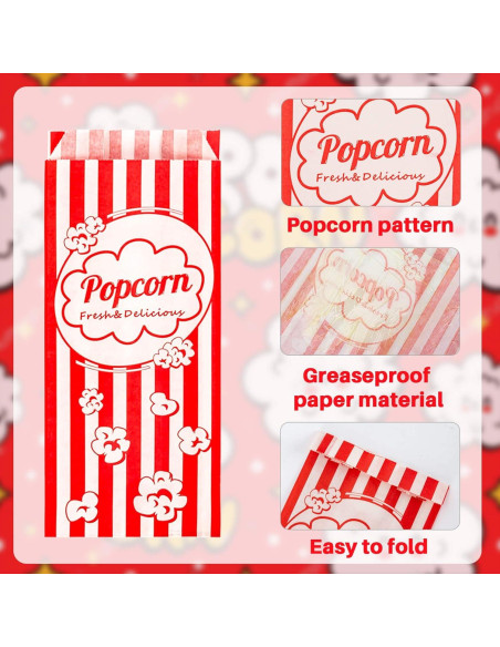 Bolsas de Palomitas Desechables MAQIHAN 500 Unidades 21x9 cm