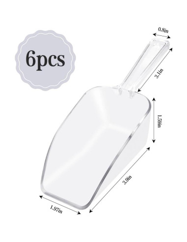 6 Cucharones de Plástico Transparente 19 cm para Alimentos