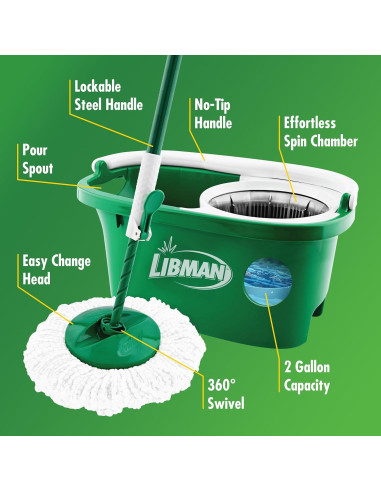 Trapeador Tornado Libman con Cubo y 2 Cabezas Microfibra