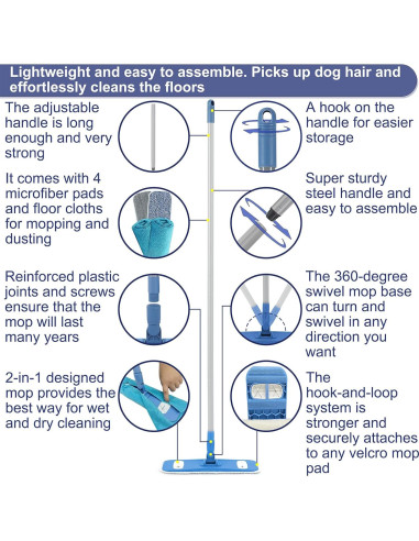 Mop de Microfibra SOOCAN 2 en 1 con Almohadillas Lavables