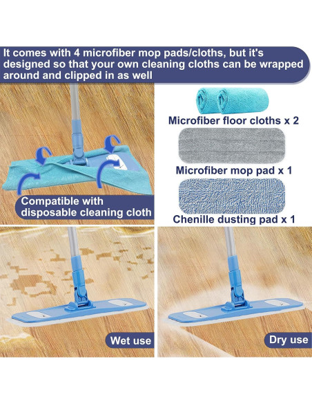Mop de Microfibra SOOCAN 2 en 1 con Almohadillas Lavables