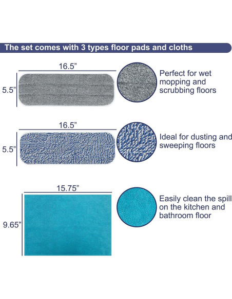 Mop de Microfibra SOOCAN 2 en 1 con Almohadillas Lavables