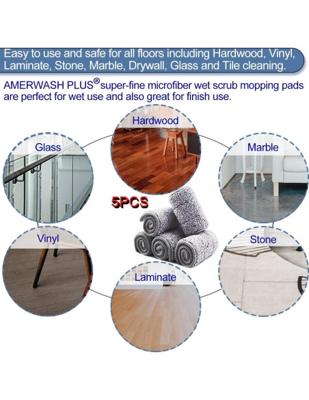 Paños de Repuesto para Mop Microfibra 46 cm SOOCAN - 5 Pzs