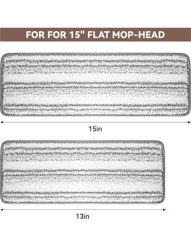Paños de Mopa de Microfibra Reemplazo 15" x 4.9" - 6 Pzas