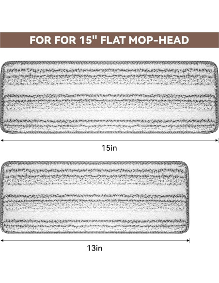Paños de Mopa de Microfibra Reemplazo 15" x 4.9" - 6 Pzas