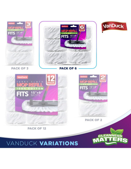 Paños de Mopa de Algodón VanDuck 15x8 cm 6-Pack