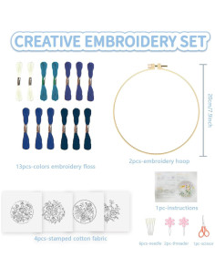 Kit de Bordado FREEBLOSS 4 Piezas Floral 30.48 cm para Principiantes 2