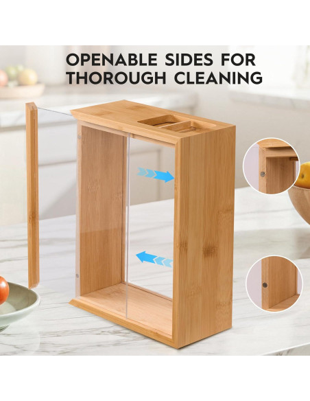 Dispensador de Alimentos 2L EZFXHD de Bambú con Etiquetas