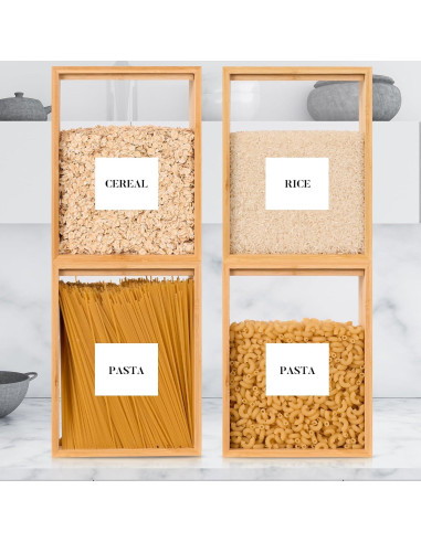 Dispensador de Alimentos 2L EZFXHD de Bambú con Etiquetas