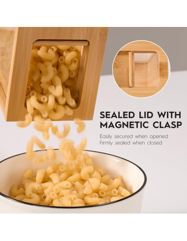 Dispensador de Alimentos 2L EZFXHD de Bambú con Etiquetas