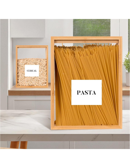 Dispensador de Alimentos 2L EZFXHD de Bambú con Etiquetas