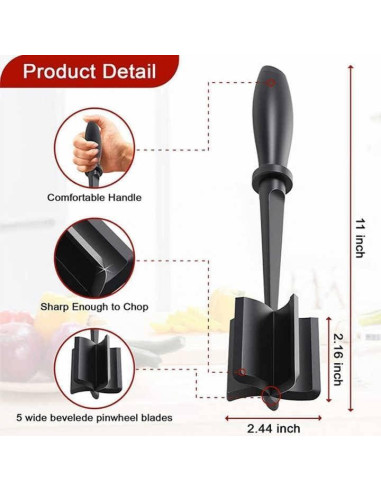 Machacador de Carne Nylon Resistente al Calor 28x6.2cm