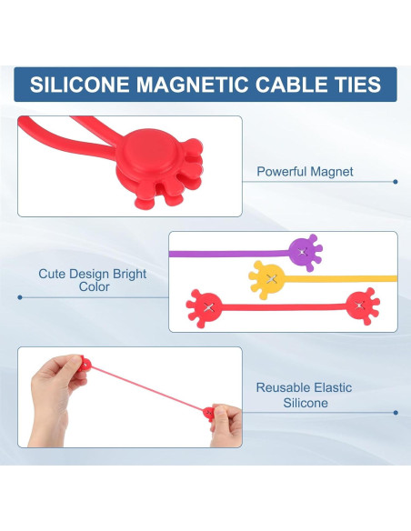 Sujetadores de Cable Magnéticos PATIKIL 10 Pcs Silicona Roja