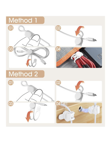 Organizador de Cables Nearockle 8 Piezas Silicona Magnético