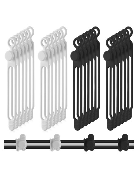 Sujetadores de Cable de Silicona Nuanchu 40 Pcs Negro Blanco