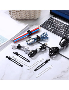 Sujetadores de Cable de Silicona Nuanchu 40 Pcs Negro Blanco 2